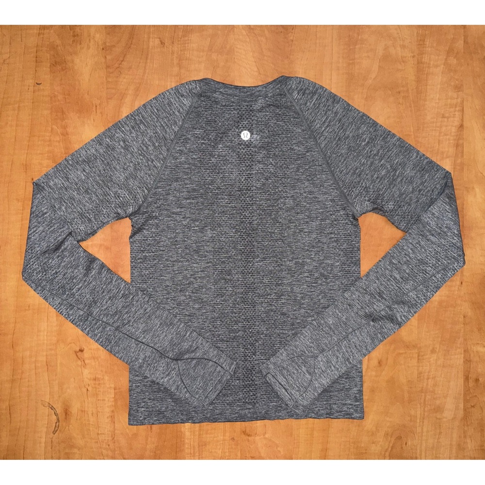 Lululemon Swiftly Tech Long Sleeve Crew Heathered Grey Running Top Size 4 - Picture 6 of 8
